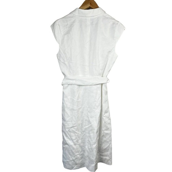 J Crew White Faux Wrap Linen Blend Dress size 2 Belted - Picture 10 of 13